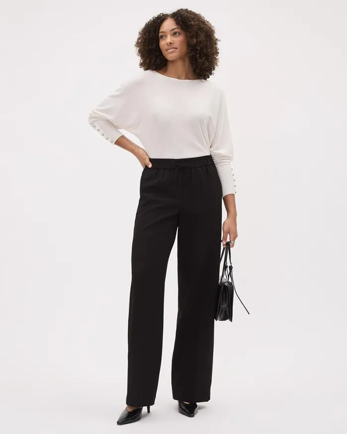 RWandCO Pants PullOn MidRise WideLeg Pant Black 8211 Women