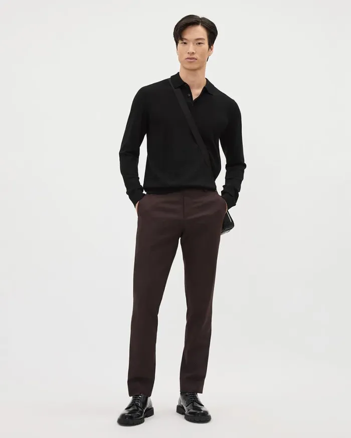 RWandCO Polos LongSleeve MerinoWool Polo Black 8211 Men RWandCO Polos LongSleeve MerinoWool Polo Black 8211 Men