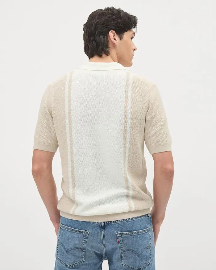 RWandCO Polos ShortSleeve Cotton Polo Sweater With Johnny Collar Marshmallow Blond Wood 8211 Men