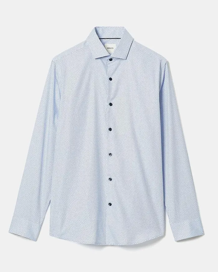RWandCO Shirts Blue TailoredFit Dress Shirt With Micro Geo Print Navy Blazer 8211 Men RWandCO Shirts Blue TailoredFit Dress Shirt With Micro Geo Print Navy Blazer 8211 Men
