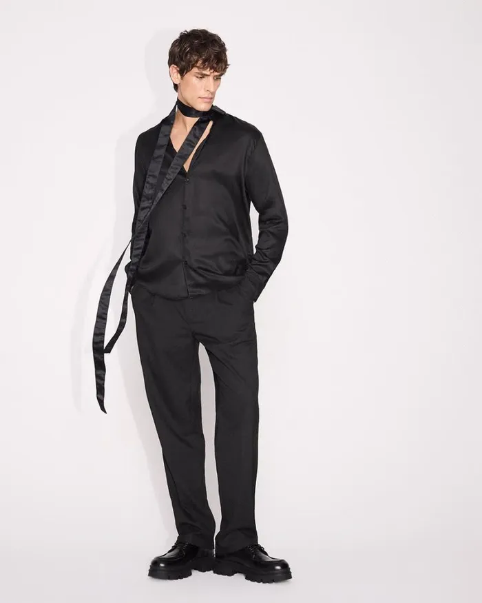 RWandCO Shirts RegularFit Sateen Dress Shirt Black 8211 Men