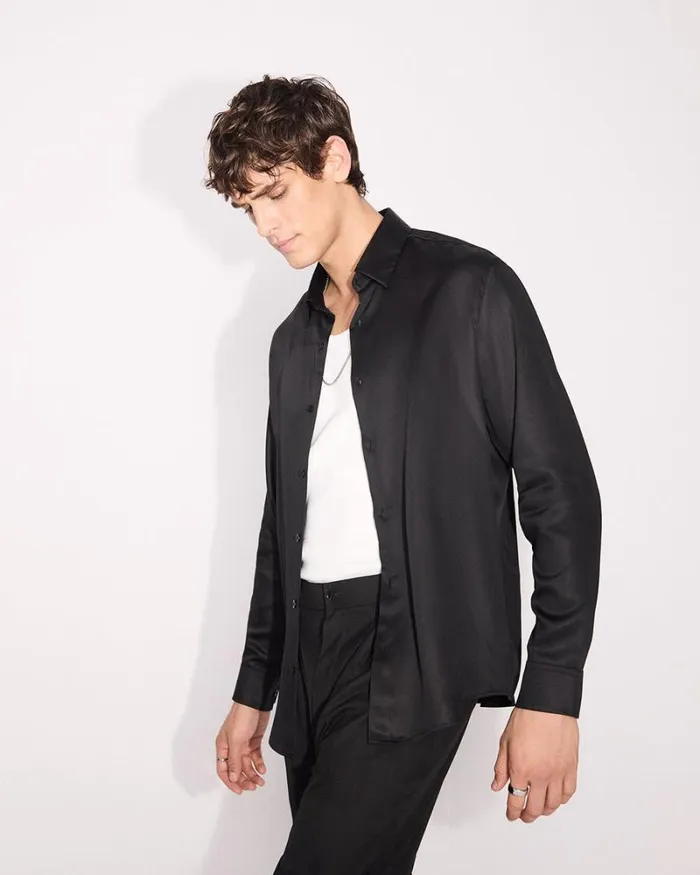 RWandCO Shirts RegularFit Sateen Dress Shirt Black 8211 Men