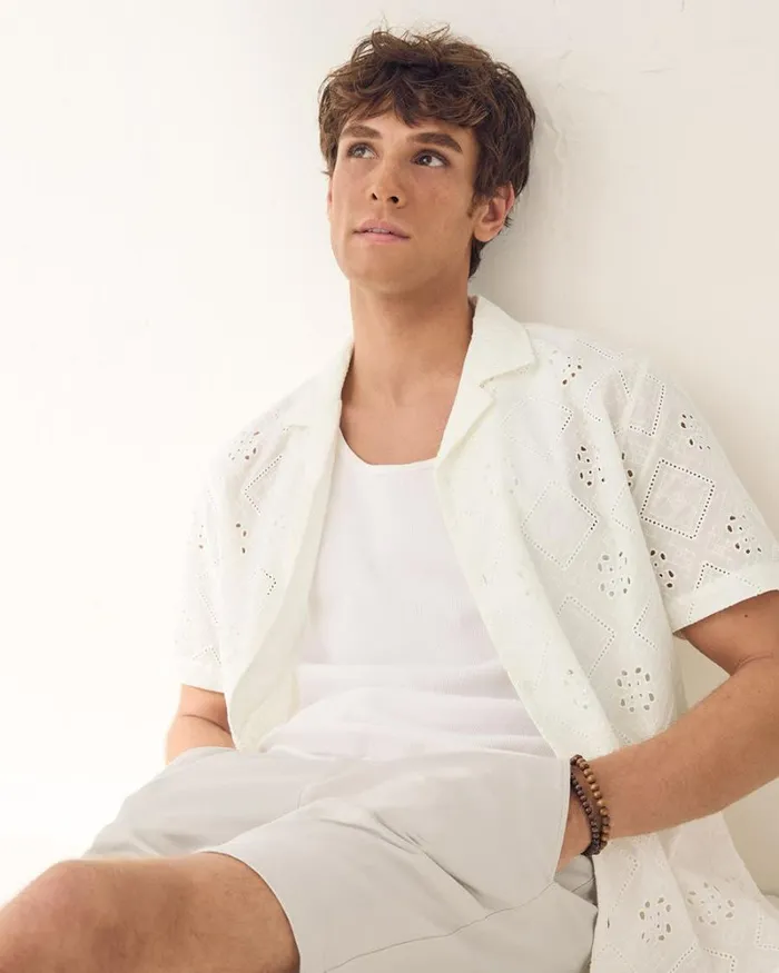 RWandCO Shirts ShortSleeve CampCollar Shirt With Embroidered Details Bright White 8211 Men RWandCO Shirts ShortSleeve CampCollar Shirt With Embroidered Details Bright White 8211 Men