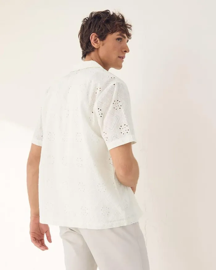 RWandCO Shirts ShortSleeve CampCollar Shirt With Embroidered Details Bright White 8211 Men