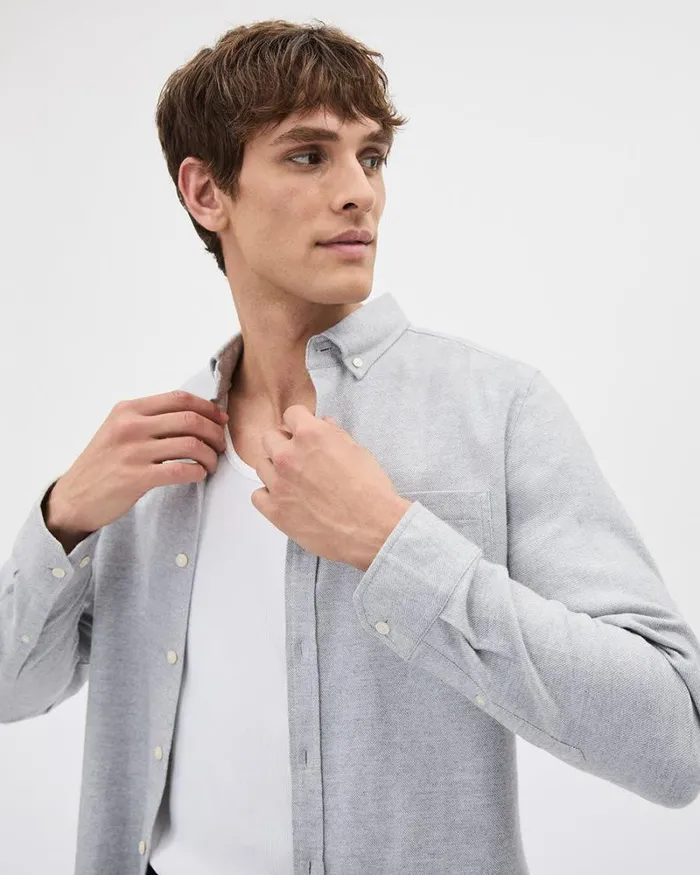 RWandCO Shirts SlimFit Brushed Twill Shirt Light Grey 8211 Men