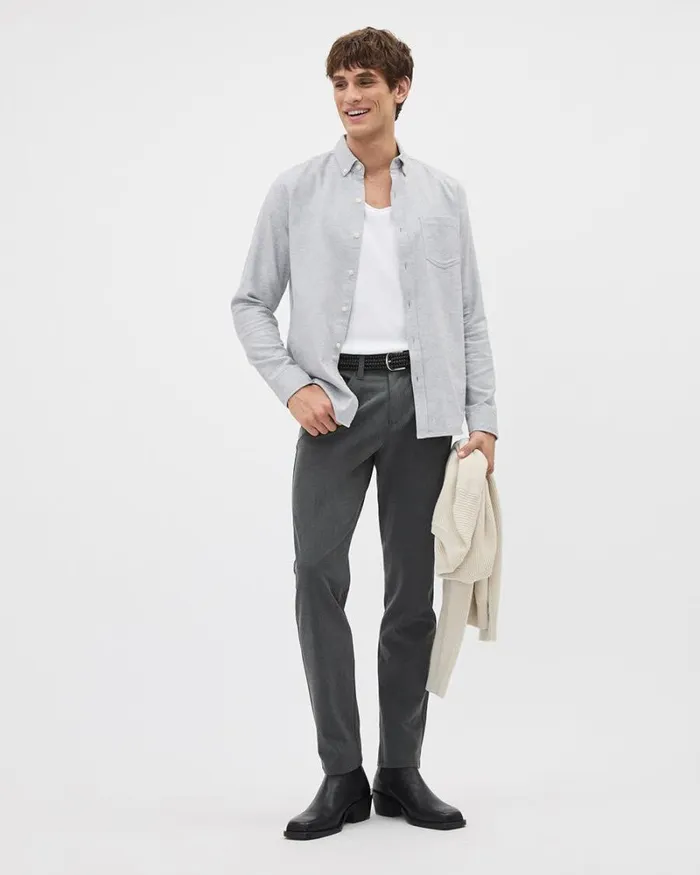 RWandCO Shirts SlimFit Brushed Twill Shirt Light Grey 8211 Men