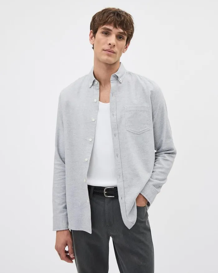 RWandCO Shirts SlimFit Brushed Twill Shirt Light Grey 8211 Men