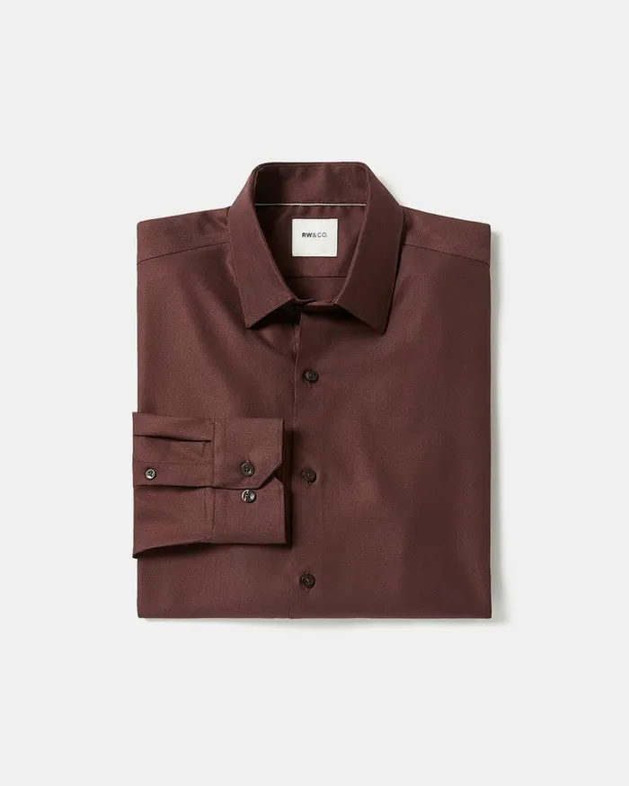 RWandCO Shirts SlimFit KnitLike Dress Shirt Cognac 8211 Men