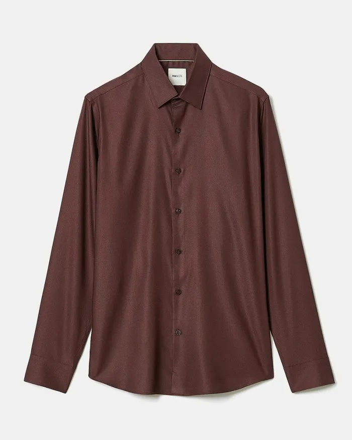 RWandCO Shirts SlimFit KnitLike Dress Shirt Cognac 8211 Men RWandCO Shirts SlimFit KnitLike Dress Shirt Cognac 8211 Men