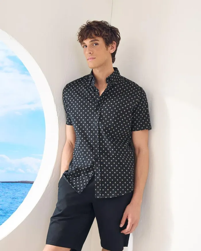 RWandCO Shirts SlimFit ShortSleeve Jersey Shirt Black 8211 Men