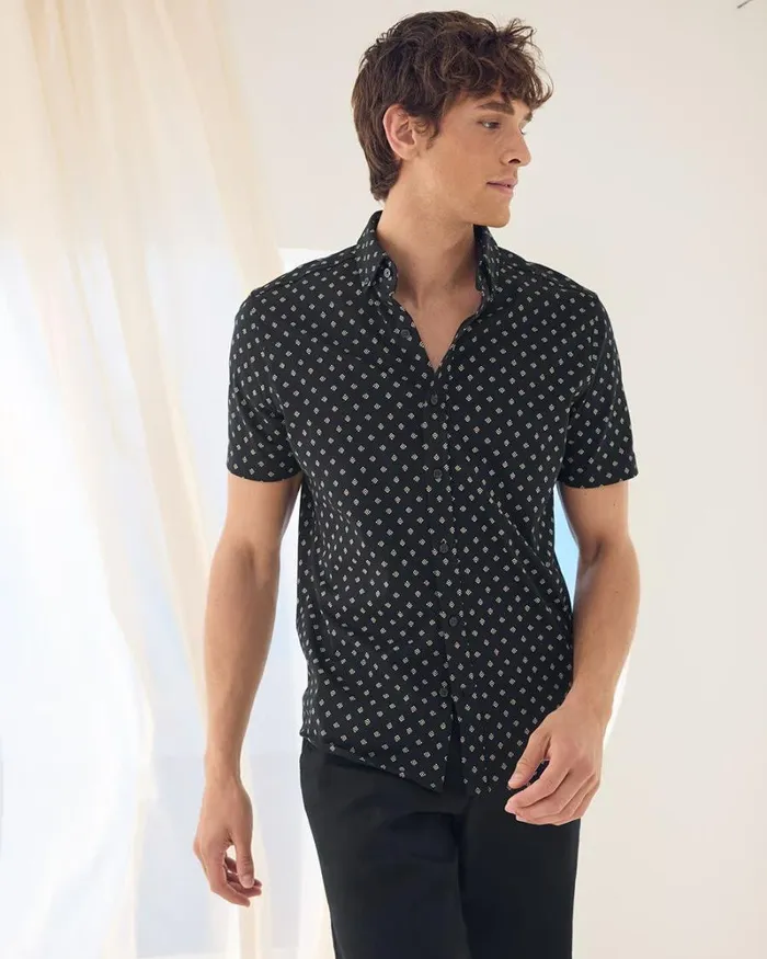 RWandCO Shirts SlimFit ShortSleeve Jersey Shirt Black 8211 Men RWandCO Shirts SlimFit ShortSleeve Jersey Shirt Black 8211 Men