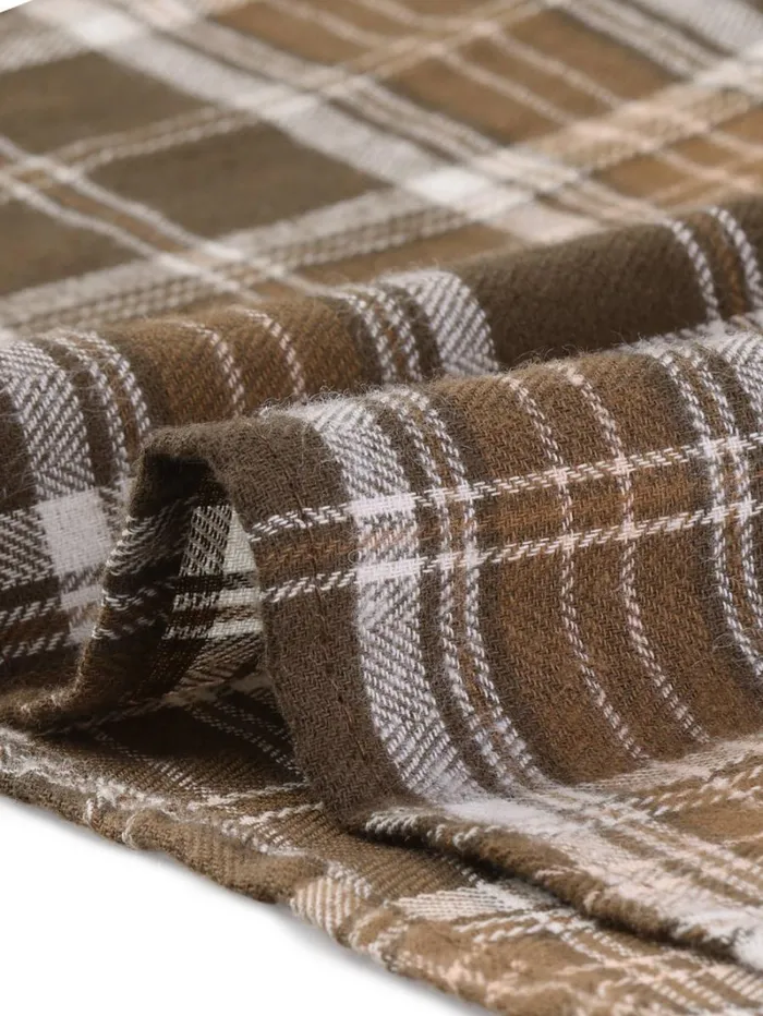 RWandCO Skirts Allegra K 8211 High Elastic Waist Fall Tartan Midi Skirt Brown 8211 Women
