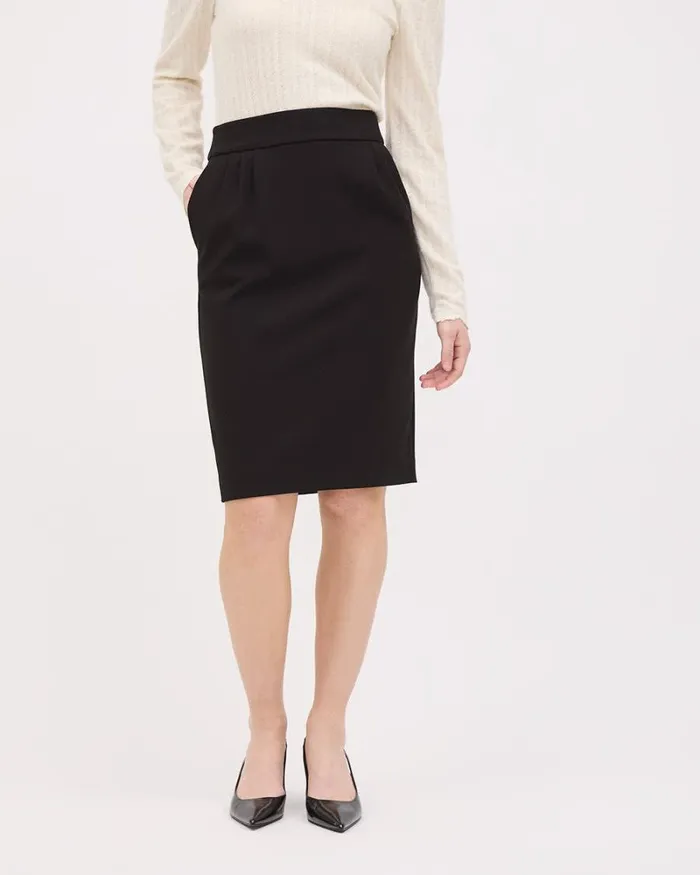 RWandCO Skirts Black Twill Pencil KneeLength Skirt Black 8211 Women