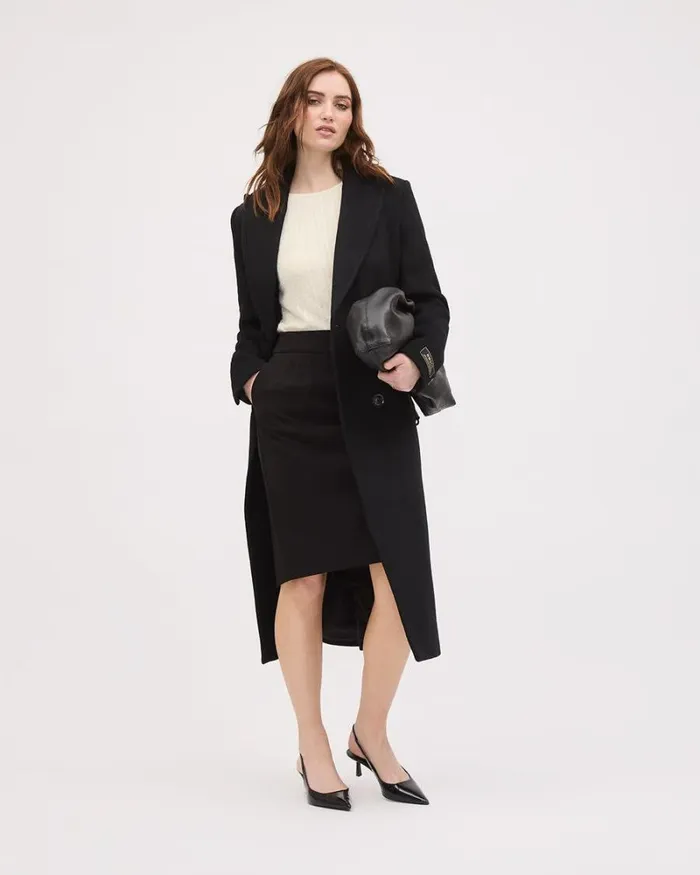 RWandCO Skirts Black Twill Pencil KneeLength Skirt Black 8211 Women