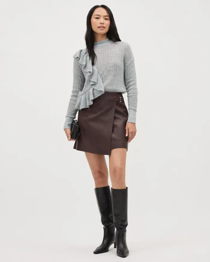 RWandCO Skirts Faux Leather Mini Wrap Skirt Java 8211 Women RWandCO Skirts Faux Leather Mini Wrap Skirt Java 8211 Women