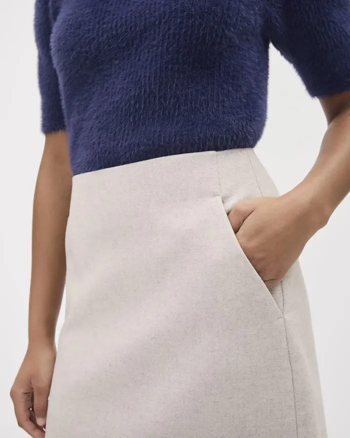 RWandCO Skirts WoolBlend ALine Mini Skirt With Pockets Oatmeal8211 8211 Women