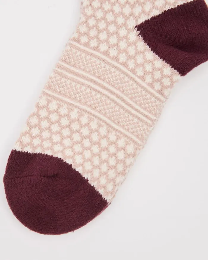 RWandCO Socks and Tights SuperSoft Socks With Fair Isle Pattern Pink And Burgundy Acc Multi 8211 Women RWandCO Socks and Tights SuperSoft Socks With Fair Isle Pattern Pink And Burgundy Acc Multi 8211 Women