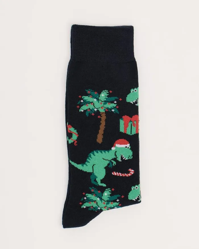 RWandCO Socks Christmas Dinosaur Socks Total Eclipse 8211 Men