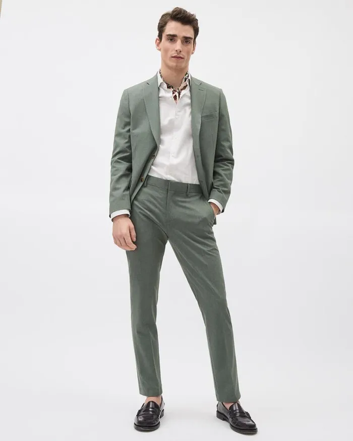 RWandCO Suit Pants SlimFit Green Suit Pant Green Basil 8211 Men RWandCO Suit Pants SlimFit Green Suit Pant Green Basil 8211 Men