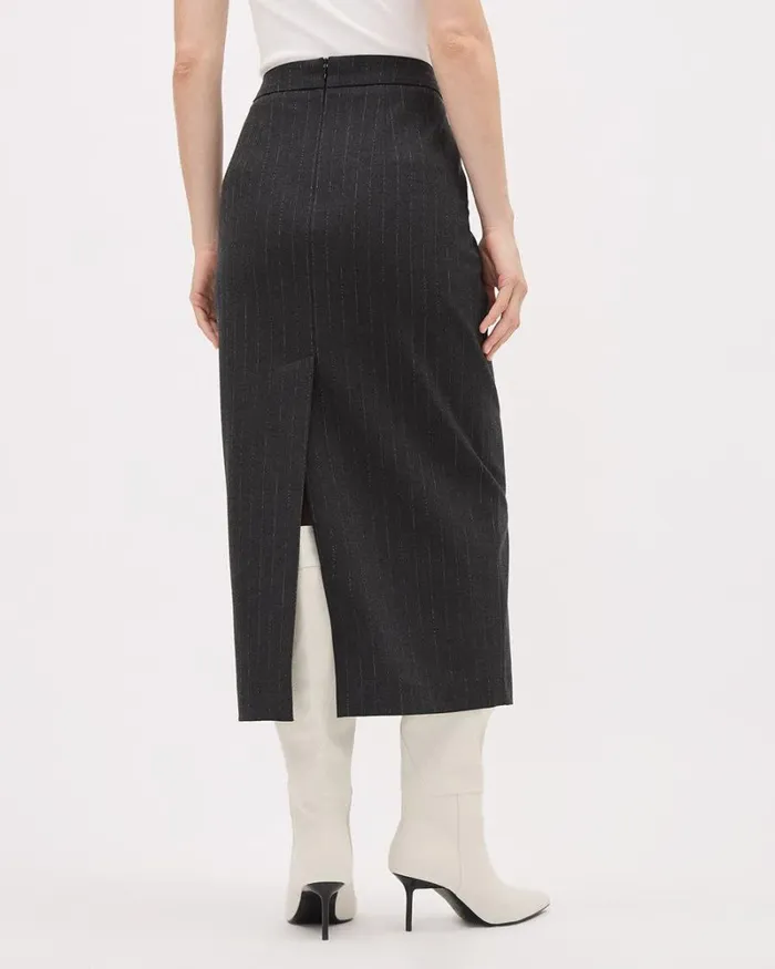 RWandCO Suiting Skirts Striped Midi Pencil Skirt Grey Striped 8211 Women RWandCO Suiting Skirts Striped Midi Pencil Skirt Grey Striped 8211 Women