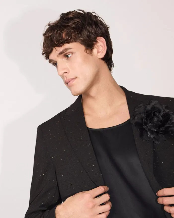 RWandCO Suits SlimFit Black Suit Blazer With Metallic Fibres Black 8211 Men RWandCO Suits SlimFit Black Suit Blazer With Metallic Fibres Black 8211 Men