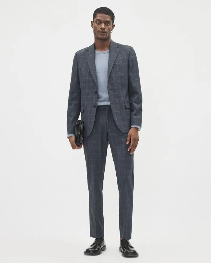 RWandCO Suits SlimFit Checkered DenimLike Suit Pant Dark Denim 8211 Men