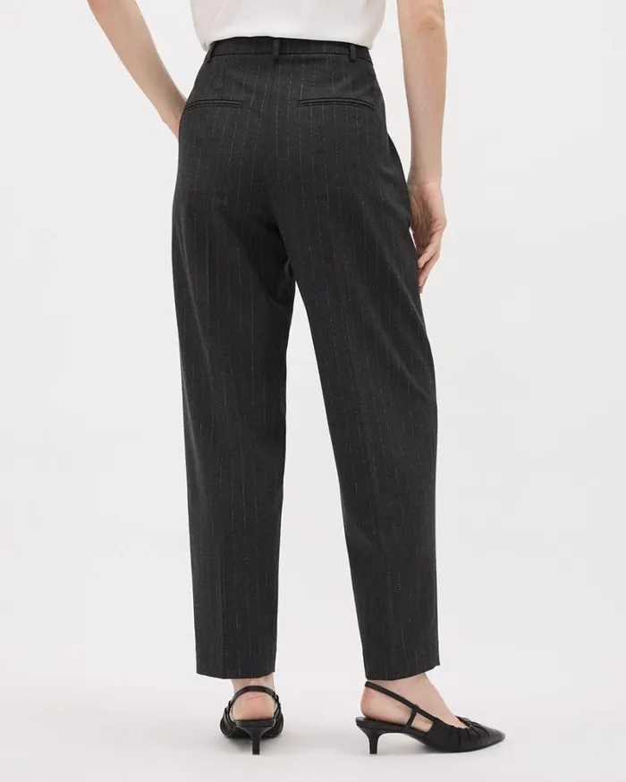 RWandCO Suits Striped HighRise Barrel Pant Grey Striped 8211 Women
