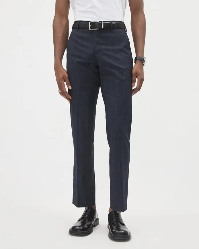 RWandCO Suits TailoredFit Navy Checkered Suit Pant Navy Blazer 8211 Men