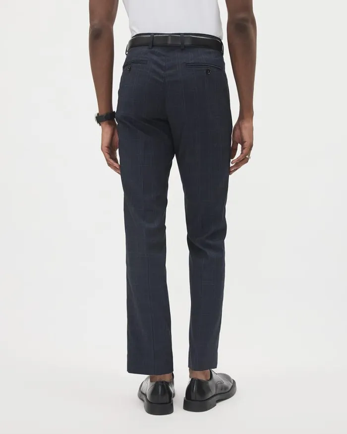 RWandCO Suits TailoredFit Navy Checkered Suit Pant Navy Blazer 8211 Men