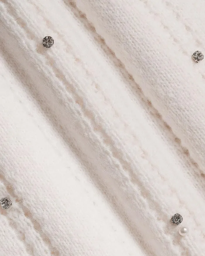 RWandCO Sweaters and Cardigans LongSleeve BoatNeck Pointelle Pullover Coconut Milk 8211 Women RWandCO Sweaters and Cardigans LongSleeve BoatNeck Pointelle Pullover Coconut Milk 8211 Women