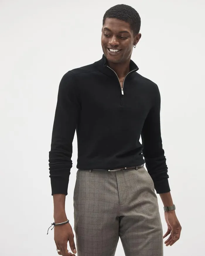 RWandCO Sweaters and Cardigans LongSleeve HalfZip MockNeck Sweater Black 8211 Men RWandCO Sweaters and Cardigans LongSleeve HalfZip MockNeck Sweater Black 8211 Men