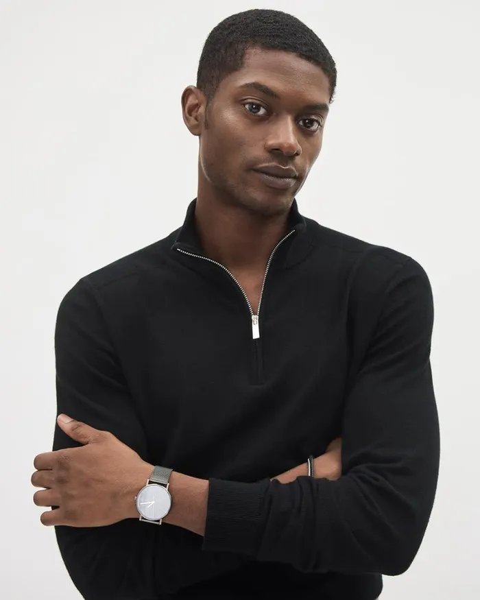 RWandCO Sweaters and Cardigans LongSleeve HalfZip MockNeck Sweater Black 8211 Men RWandCO Sweaters and Cardigans LongSleeve HalfZip MockNeck Sweater Black 8211 Men