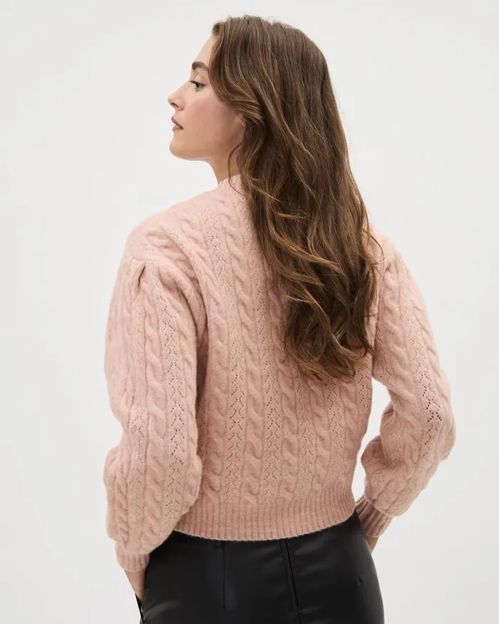 RWandCO Sweaters and Cardigans LongSleeve ScallopedCrewNeck Spongy Pullover Rose Dust Mix 8211 Women