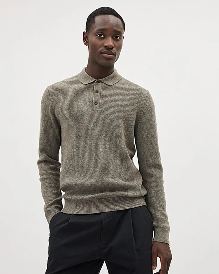 RWandCO Sweaters and Cardigans LongSleeve WoolBlend Polo Sweater Tamarindo 8211 Men