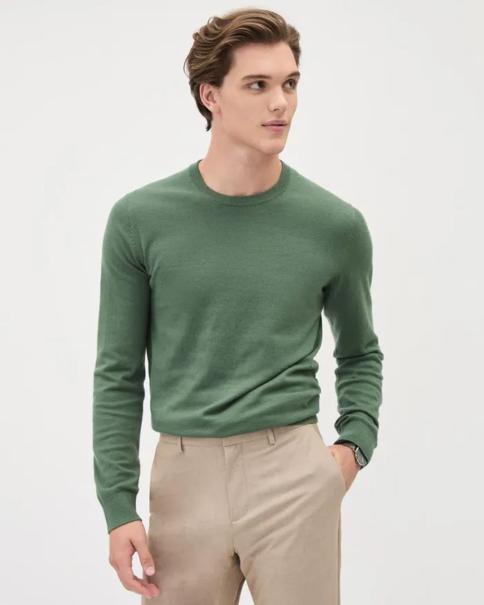 RWandCO Sweaters and Cardigans Solid LongSleeve CrewNeck Sweater Jade 8211 Men RWandCO Sweaters and Cardigans Solid LongSleeve CrewNeck Sweater Jade 8211 Men