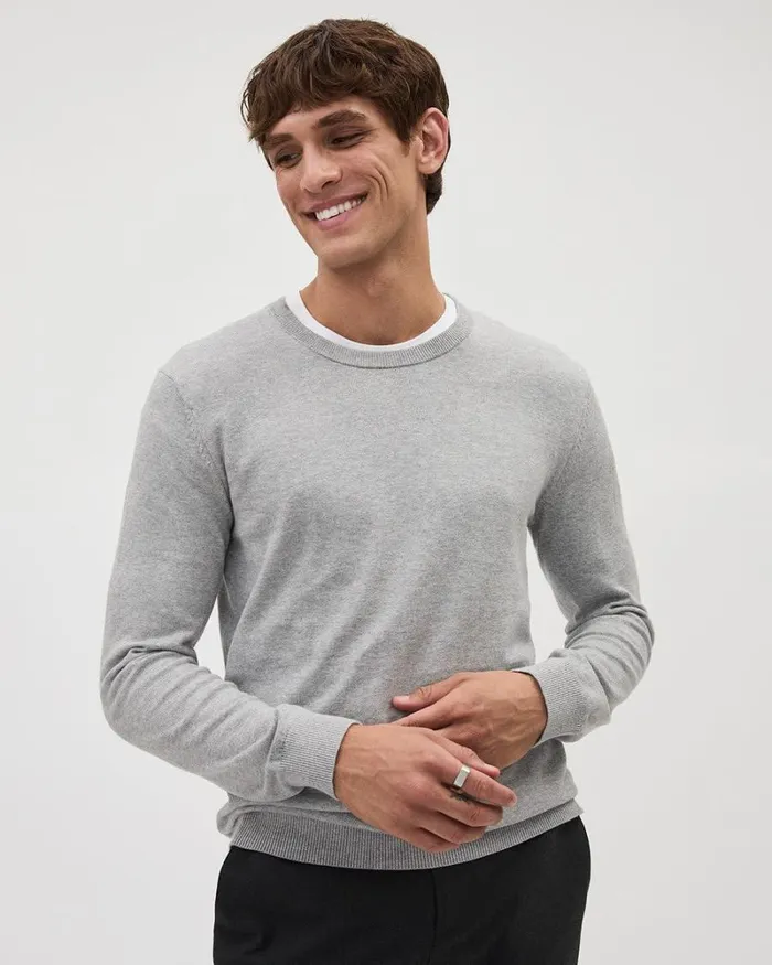 RWandCO Sweaters and Cardigans Solid LongSleeve CrewNeck Sweater Soft Grey 8211 Men RWandCO Sweaters and Cardigans Solid LongSleeve CrewNeck Sweater Soft Grey 8211 Men