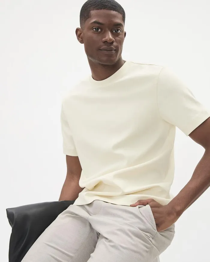 RWandCO TShirts Interlock CrewNeck TShirt Cream 8211 Men