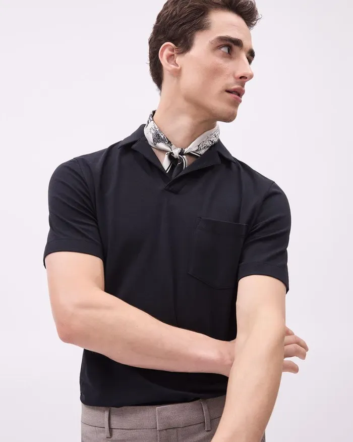 RWandCO TShirts ShortSleeve Supima R Cotton Tee With Camp Collar Black 8211 Men RWandCO TShirts ShortSleeve Supima R Cotton Tee With Camp Collar Black 8211 Men