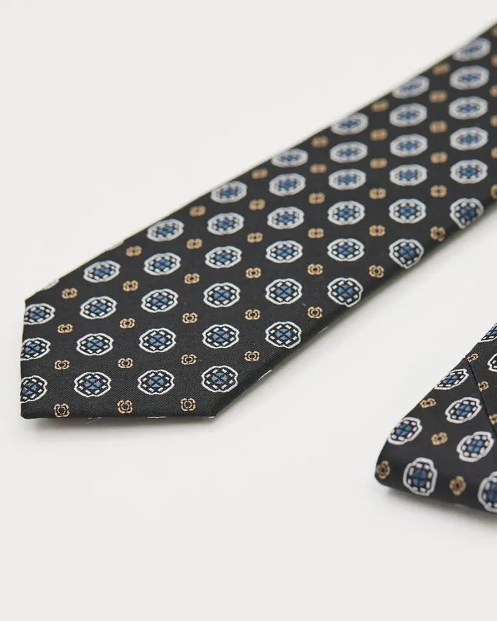 RWandCO Ties and Bow Ties Black Skinny Tie With Geometric Pattern Black 8211 Men RWandCO Ties and Bow Ties Black Skinny Tie With Geometric Pattern Black 8211 Men