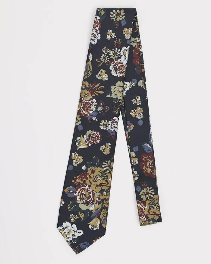 RWandCO Ties and Bow Ties Navy Regular Tie With Floral Pattern Classic Blue 8211 Men RWandCO Ties and Bow Ties Navy Regular Tie With Floral Pattern Classic Blue 8211 Men