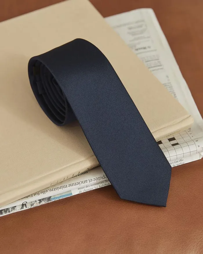 RWandCO Ties and Bow Ties Regular Solid Navy Tie Navy Blue 8211 Men