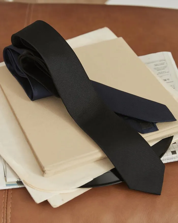 RWandCO Ties and Bow Ties Regular Solid Navy Tie Navy Blue 8211 Men