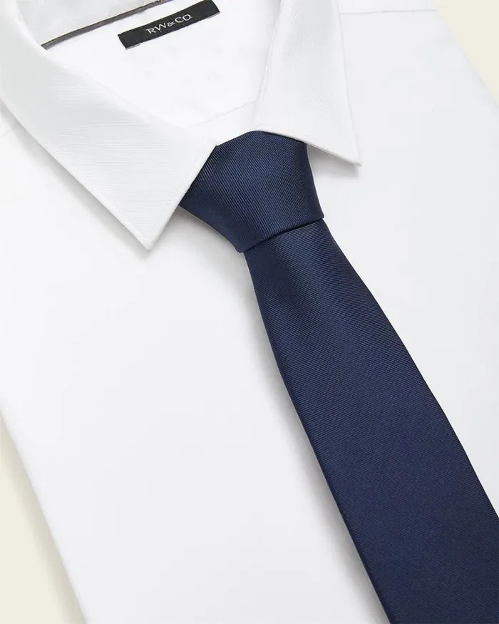 RWandCO Ties and Bow Ties Regular Solid Navy Tie Navy Blue 8211 Men