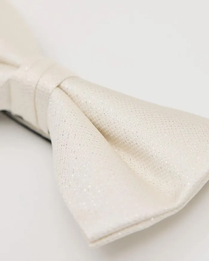RWandCO Ties and Bow Ties White Bow Tie With Metallic Fibres Winter White 8211 Men