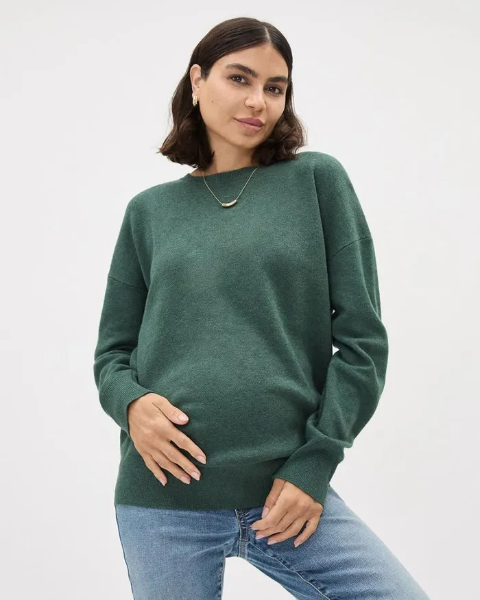 RWandCO Tops LongSleeve CrewNeck Sweater 8211 Thyme Maternity Sycamore Mix 8211 Women RWandCO Tops LongSleeve CrewNeck Sweater 8211 Thyme Maternity Sycamore Mix 8211 Women