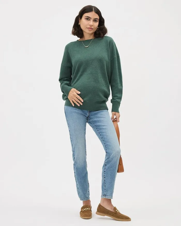 RWandCO Tops LongSleeve CrewNeck Sweater 8211 Thyme Maternity Sycamore Mix 8211 Women RWandCO Tops LongSleeve CrewNeck Sweater 8211 Thyme Maternity Sycamore Mix 8211 Women