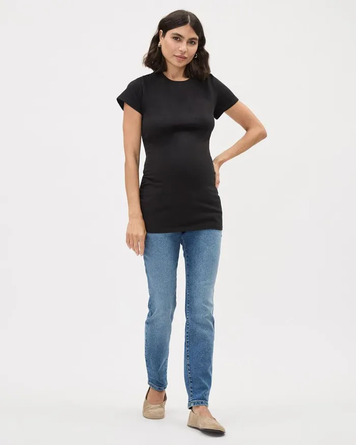 RWandCO Tops The Perfect CrewNeck TShirt 8211 Thyme Maternity Black 8211 Women RWandCO Tops The Perfect CrewNeck TShirt 8211 Thyme Maternity Black 8211 Women