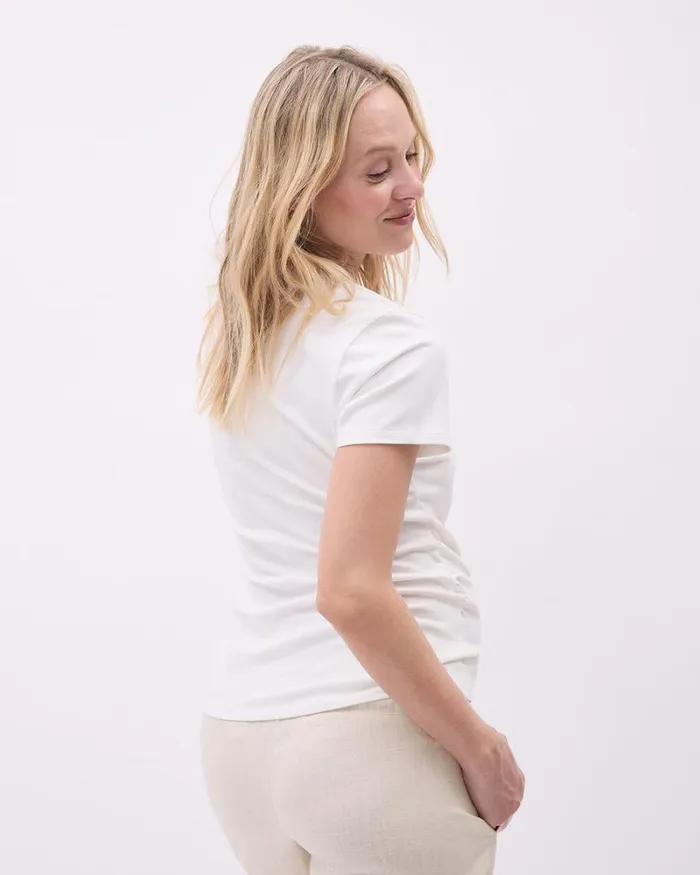RWandCO Tops The Perfect CrewNeck TShirt 8211 Thyme Maternity Snow White 8211 Women RWandCO Tops The Perfect CrewNeck TShirt 8211 Thyme Maternity Snow White 8211 Women