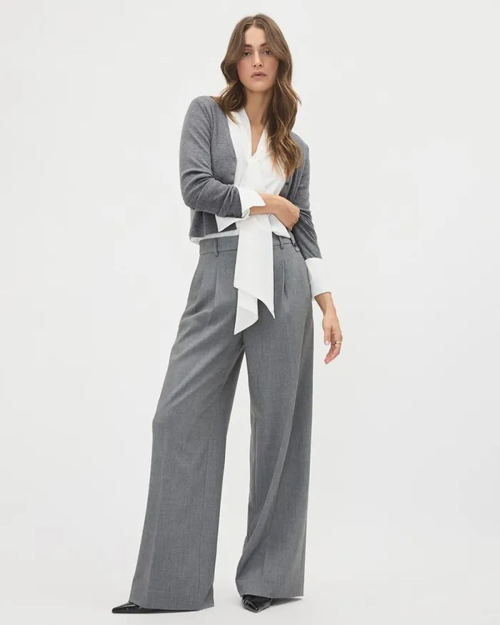 RWandCO Wide Leg Grey WideLeg HighRise Pant Medium Grey Mix 8211 Women
