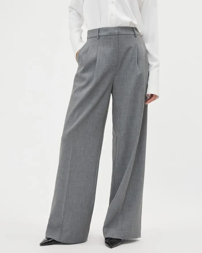 RWandCO Wide Leg Grey WideLeg HighRise Pant Medium Grey Mix 8211 Women RWandCO Wide Leg Grey WideLeg HighRise Pant Medium Grey Mix 8211 Women